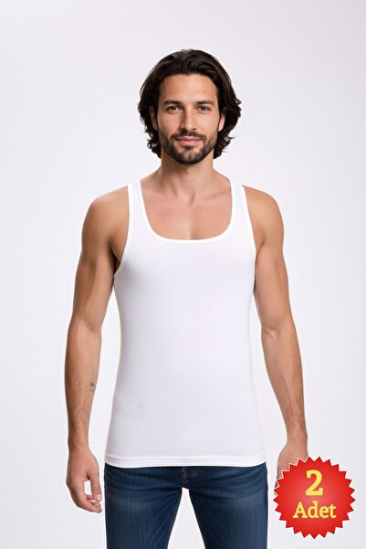 fevien Men's White 100% Cotton Single Jersey 2-Piece U-Neck Sports Athlete Un...