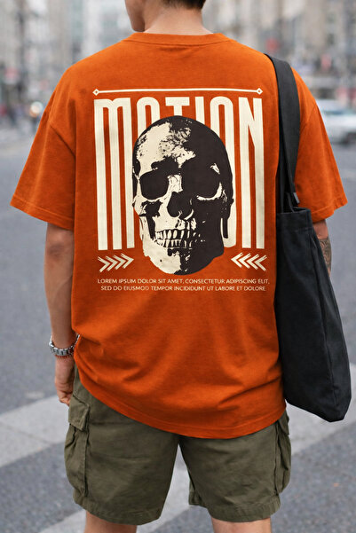 ArtYus Μπλουζάκι Unisex Oversize με στάμπα Motion Skull στην πλάτη – Βαμβακερ...