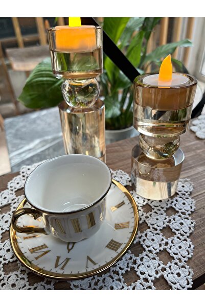 BUENOS Roman Numeral Gold Gilded Luxury Coffee Cup Set