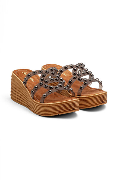 Mamito Ayakkabı Su-P 2003 Beaded Buckle Detailed Wedge Sole Slippers