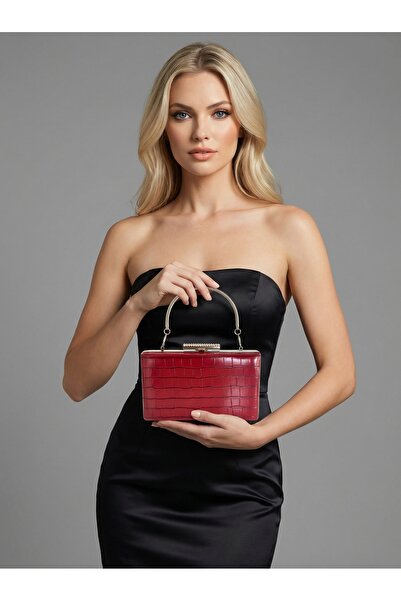 Biçanta Γυναικεία βραδινή τσάντα φορέματος σε μπορντό χρώμα, ματ δερμάτινη με...