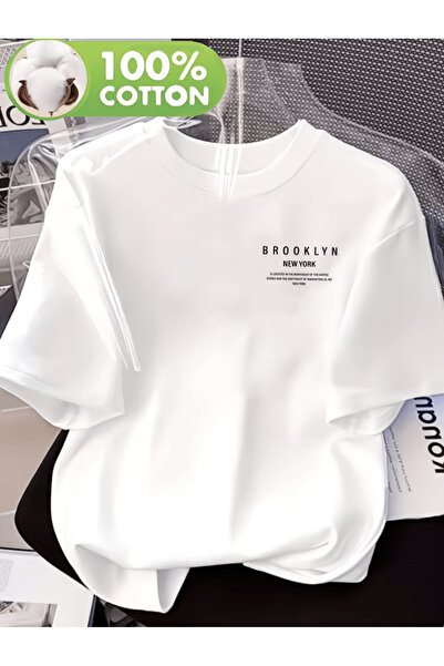 one button Μίνι μπλουζάκι Μπρούκλιν Νέα Υόρκη με στάμπα, Premium Oversize