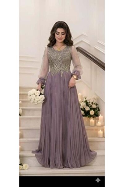 vela Royal Mowal Dress with Golden Sequence Work and Flowing Pleated Skirt