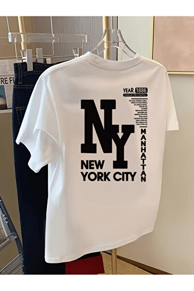 one button Μπλουζάκι Premium Oversize με στάμπα στην πλάτη New York City Manh...