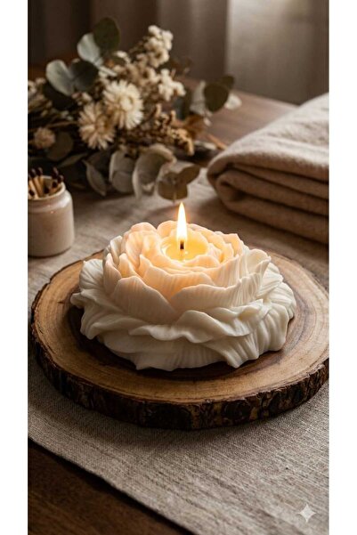 Lina Living El yapımı %100 Soya Wax Büyük Boy Şakayık Çiçeği Mum (Adet fiyatı...