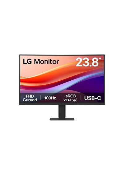 LG 24" FHD curved monitor, 100Hz, 5ms, 250 cd/m² HDR10, HDMI, USB-C 15W- BLACK
