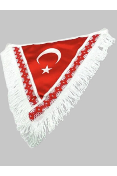 POLATLI OTO AKSESUAR Üçgen Türk Bayrağı Vantuzlu Kenar işlemeli Saçaklı 60X50 Cm