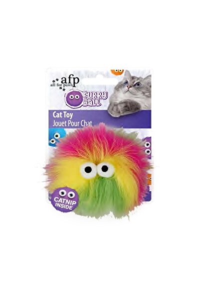 Empressco Furry Ball Fluffer Yellow Cat Toy with Catnip 9.5X9X5X5 cm