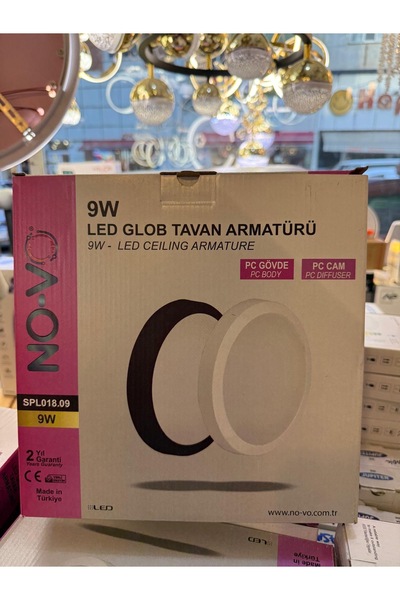 No-vo 9 w Led Glop armatür Siyah Kasa Beyaz Işık 6500K