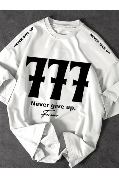 one button Μην τα παρατάτε ποτέ 777 Τυπωμένο Premium Oversize T-shirt