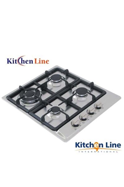 Kitchen Line Stainless Steel Gas Surface 60 cm 4 Burners Heavy Grate - - Full...