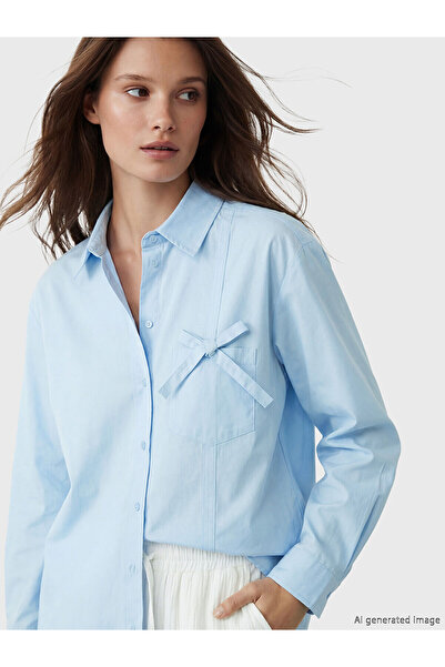 LC Waikiki Lcw Modest Blue Poplin Women's Shirt Tunic with Nevavm Difference ...