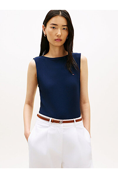 Tommy Hilfiger kadın 5x2 rib slim boat neck t-shirt