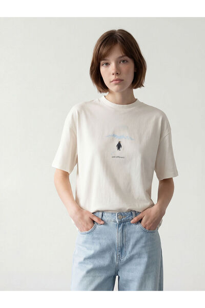 LC Waikiki Peak New Season Printed 100% Cotton Women's T-Shirt