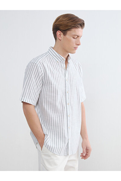 LC Waikiki Giyçık Store Den Blue Regular Fit Striped Men's Shirt