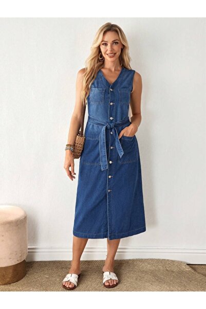 Iuliashop Rochie Midi Tina din Denim - S