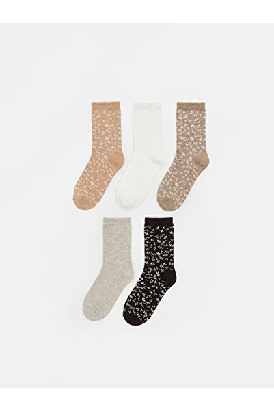 LC Waikiki Rmz Gi̇yi̇m Farkiyla Embroidered Women's Socks 5-Pack