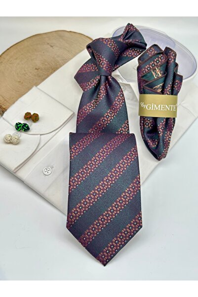 Gutiero Green Patterned Classic Tie with Handkerchief