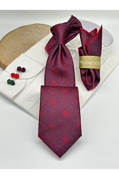 Gutiero Classic Tie with Red Patterned Handkerchief