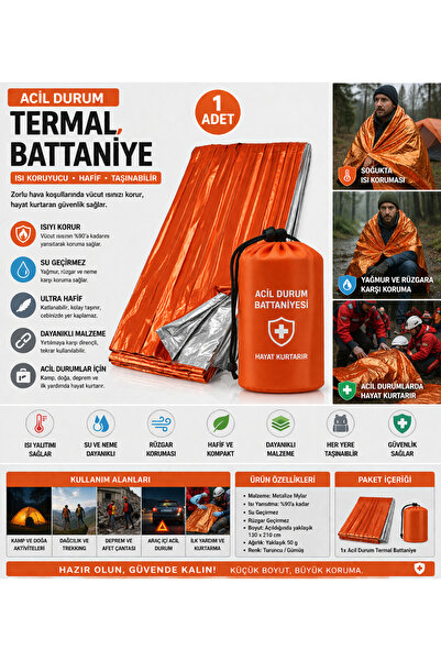 MAKAMP Acil Durum Termal Battaniye – Isı Koruyucu, Hafif & Taşınabilir