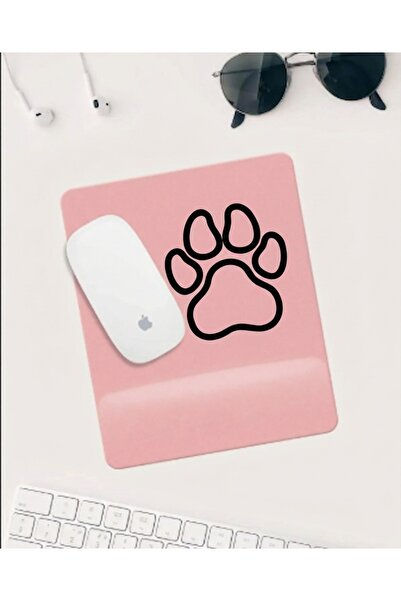 HobiShop Mousepad cu suport pentru încheietura mâinii, cu model roz cu labe –...