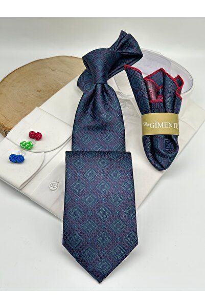 Gutiero Green Patterned Classic Tie with Handkerchief