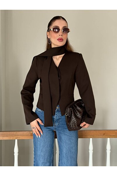 YK FASHION Şal Detaylı Mini Ceket