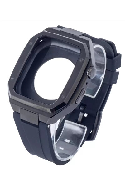 Beta Moda Hub Newface Apple Watch 45mm KR402 حافظة معدنية من السيليكون - أسود