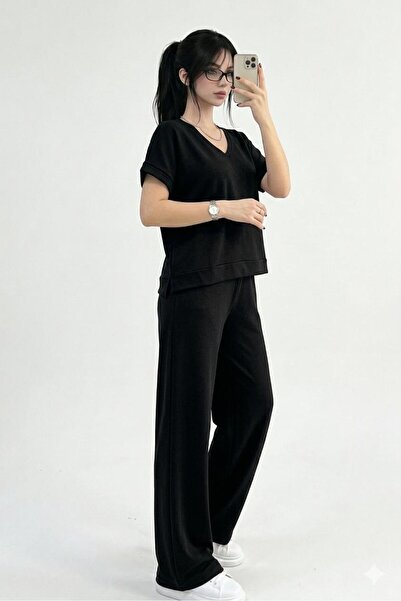 EmcyFiora Women's Casual Chic Modal Tracksuit Set – Oversized Top & Wide-Leg ...