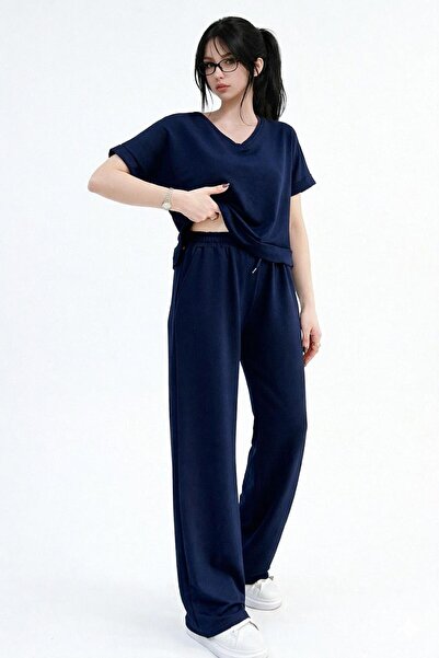 EmcyFiora Women's Casual Chic Modal Tracksuit Set – Oversized Top & Wide-Leg ...