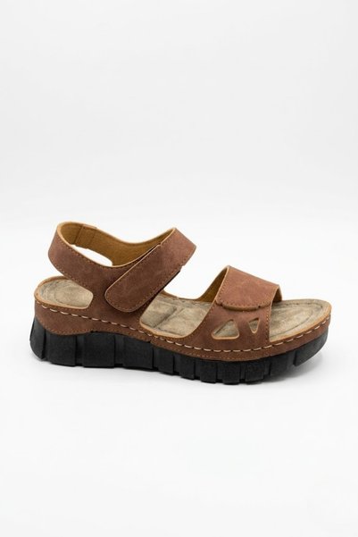 AKD AYAKKABICILIK Women's Daily Sandals with Velcro Straps, Comfortable Orthopedic Sole, Thick Sole, Summer Style