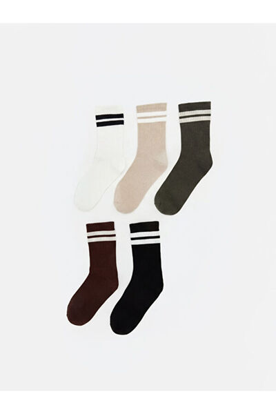 LC Waikiki Rmz Gi̇yi̇m Farkiyla Striped Women's Socks 5-Pack
