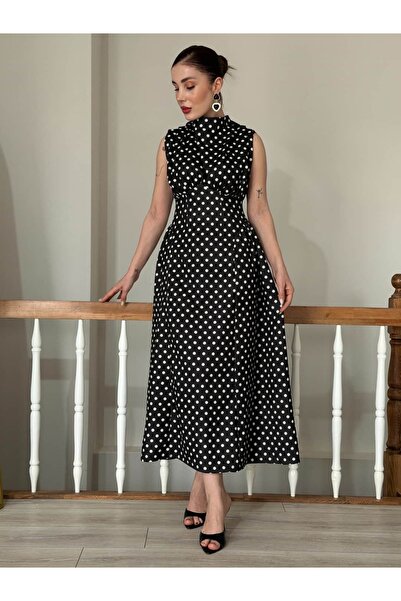 YK FASHION Prenses Model Puantiyeli Elbise