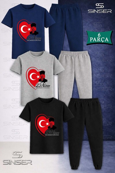 SS SİNSER Παιδικό Σετ Φούτερ και Μπλουζάκι ATA HEART 23 ΑΠΡΙΛΙΟΥ 3 τεμαχίων