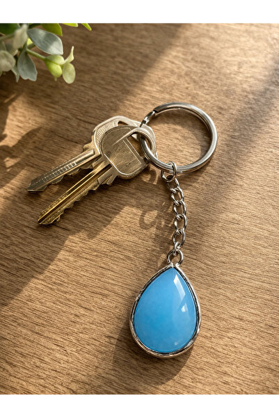 HER ŞEY NOTA www.herseynota.com Opal Moonstone Look Unisex Metal Keychain Blu...