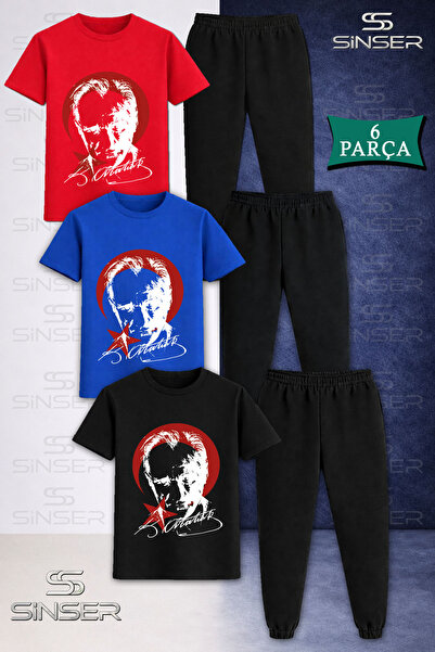 SS SİNSER Παιδικό σετ φόρμας ATATURK RED MOON STAR WHITE 3 τεμαχίων με μπλουζάκι