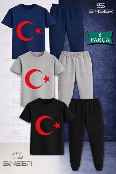 SS SİNSER Παιδικό σετ φούτερ και μπλουζάκι 3 τεμαχίων RED MOON STAR