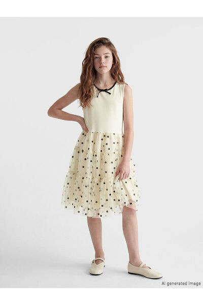 LC Waikiki Özmarka Νέα Σεζόν Πουά Φόρεμα από Τούλι για Κορίτσια