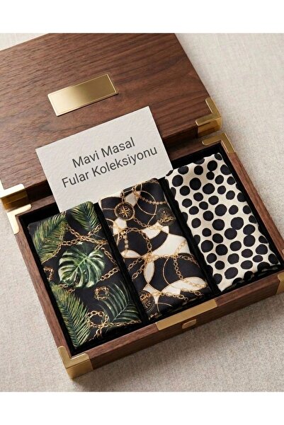 Mavi Masal Σετ τριών φουλαριών με αλυσίδα και πουά