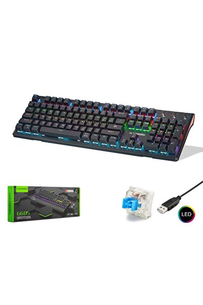G605 Mekanik Gaming Klavye Blue Switch Bilek Destekli RGB 104 Tuş Siyah