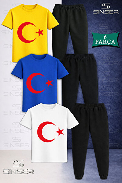 SS SİNSER Παιδικό σετ φούτερ και μπλουζάκι 3 τεμαχίων RED MOON STAR