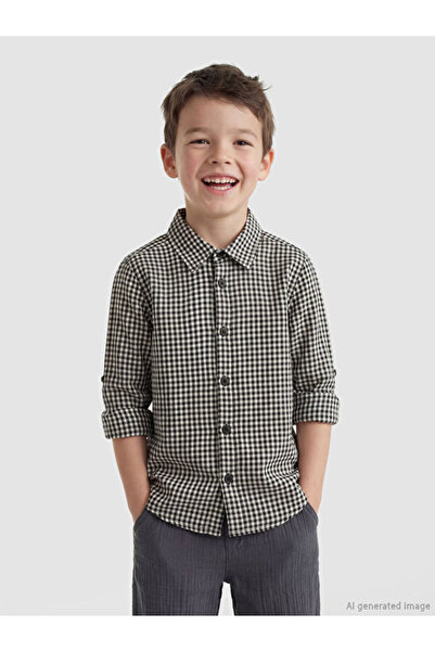 LC Waikiki Esvab • Modern & Distinctive Checkered Embroidered Boys' Shirt
