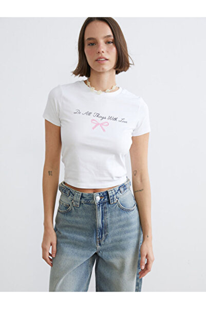 LC Waikiki Λαμπερές επιλογές από το Shining Store Γυναικείο Crop με στάμπα Ze...