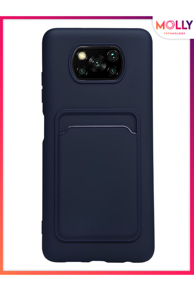 Molly Night Blue Matte Silicone Case with Card Pocket for Poco X3
