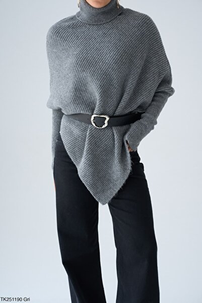 Nisam High-Necked Poncho Knit Sweater