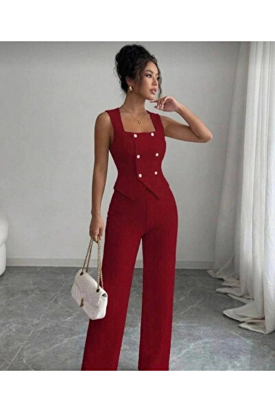 Butik Women's Buttoned Wrinkled Fabric Suit