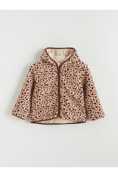 LC Waikiki Nevavm Lcw Kids Pink Plush Leopard Loose & Baggy Girls' Jacket wit...