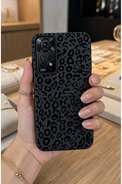 OVADA Redmi Note 11/11S Uyumlu Siyah Leopar Desenli Telefon Kılıfı