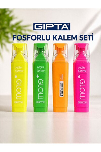 Gıpta Fosforlu Kalem Seti 4 Renk Bez Çanta Hediyeli