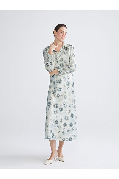 LC Waikiki Σατέν φούστα με λάστιχο στη μέση Floral A-Line